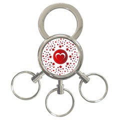 Monogram Heart Pattern Love Red 3-ring Key Chains by Celenk