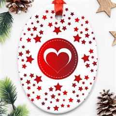 Monogram Heart Pattern Love Red Oval Ornament (two Sides)