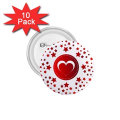 Monogram Heart Pattern Love Red 1 75  Buttons (10 Pack) by Celenk