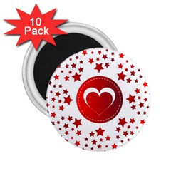 Monogram Heart Pattern Love Red 2 25  Magnets (10 Pack)  by Celenk