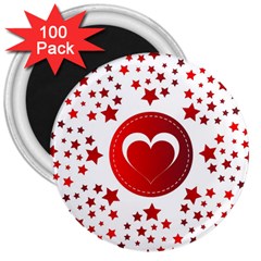 Monogram Heart Pattern Love Red 3  Magnets (100 Pack) by Celenk