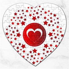 Monogram Heart Pattern Love Red Jigsaw Puzzle (heart) by Celenk