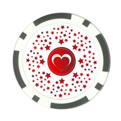 Monogram Heart Pattern Love Red Poker Chip Card Guard by Celenk