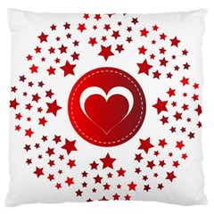 Monogram Heart Pattern Love Red Large Cushion Case (two Sides) by Celenk