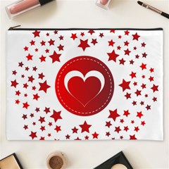 Monogram Heart Pattern Love Red Cosmetic Bag (xxxl)  by Celenk