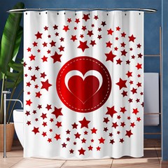 Monogram Heart Pattern Love Red Shower Curtain 60  X 72  (medium)  by Celenk