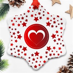 Monogram Heart Pattern Love Red Snowflake Ornament (two Sides)