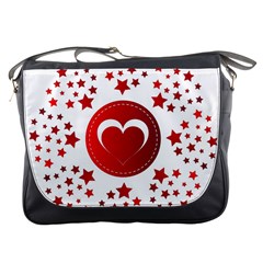 Monogram Heart Pattern Love Red Messenger Bags by Celenk