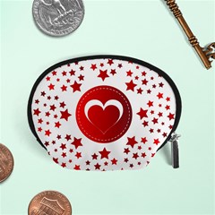 Monogram Heart Pattern Love Red Accessory Pouches (small)  by Celenk