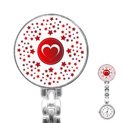 Monogram Heart Pattern Love Red Stainless Steel Nurses Watch by Celenk