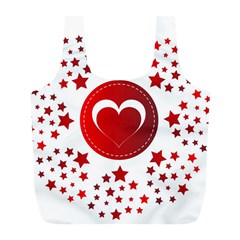 Monogram Heart Pattern Love Red Full Print Recycle Bags (l)  by Celenk