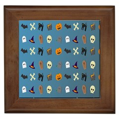 Halloween Cats Pumpkin Pattern Bat Framed Tiles by Celenk