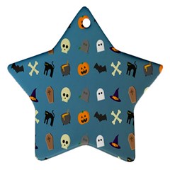 Halloween Cats Pumpkin Pattern Bat Ornament (star) by Celenk