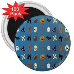 Halloween Cats Pumpkin Pattern Bat 3  Magnets (100 Pack) by Celenk