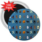 Halloween Cats Pumpkin Pattern Bat 3  Magnets (100 pack) Front