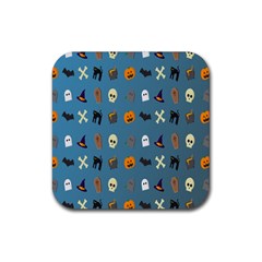 Halloween Cats Pumpkin Pattern Bat Rubber Coaster (square)  by Celenk