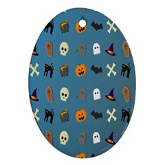 Halloween Cats Pumpkin Pattern Bat Oval Ornament (two Sides) by Celenk