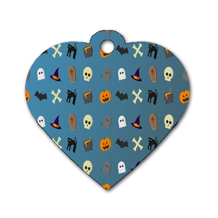 Halloween Cats Pumpkin Pattern Bat Dog Tag Heart (Two Sides)