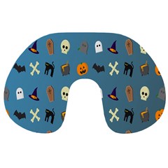 Halloween Cats Pumpkin Pattern Bat Travel Neck Pillows by Celenk