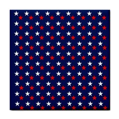 Patriotic Red White Blue Stars Blue Background Tile Coasters by Celenk