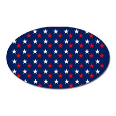 Patriotic Red White Blue Stars Blue Background Oval Magnet by Celenk