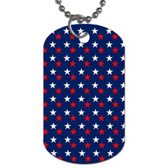 Patriotic Red White Blue Stars Blue Background Dog Tag (two Sides) by Celenk