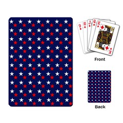 Patriotic Red White Blue Stars Blue Background Playing Card by Celenk