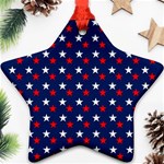 Patriotic Red White Blue Stars Blue Background Star Ornament (Two Sides) Front