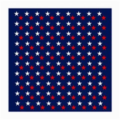 Patriotic Red White Blue Stars Blue Background Medium Glasses Cloth by Celenk