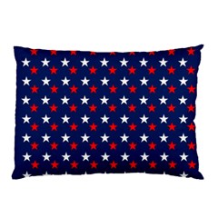 Patriotic Red White Blue Stars Blue Background Pillow Case by Celenk