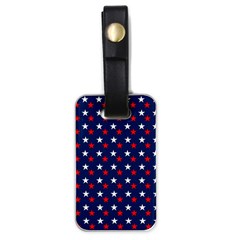 Patriotic Red White Blue Stars Blue Background Luggage Tags (one Side)  by Celenk