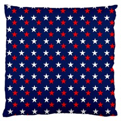 Patriotic Red White Blue Stars Blue Background Large Cushion Case (one Side) by Celenk