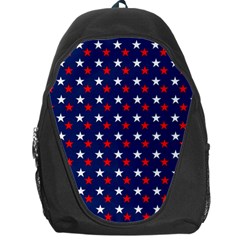 Patriotic Red White Blue Stars Blue Background Backpack Bag by Celenk