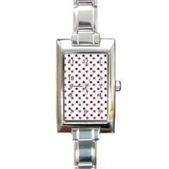 Patriotic Red White Blue Stars Usa Rectangle Italian Charm Watch by Celenk