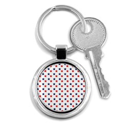 Patriotic Red White Blue Stars Usa Key Chains (round)  by Celenk