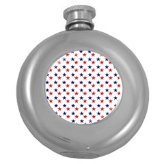 Patriotic Red White Blue Stars Usa Round Hip Flask (5 Oz) by Celenk