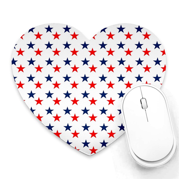 Patriotic Red White Blue Stars Usa Heart Mousepads