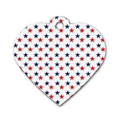 Patriotic Red White Blue Stars Usa Dog Tag Heart (two Sides) by Celenk