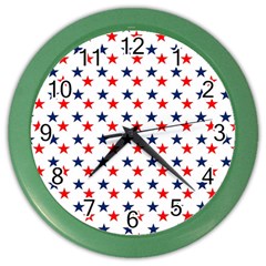 Patriotic Red White Blue Stars Usa Color Wall Clocks by Celenk