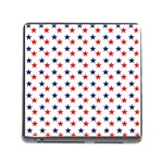 Patriotic Red White Blue Stars Usa Memory Card Reader (Square) Front