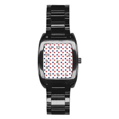 Patriotic Red White Blue Stars Usa Stainless Steel Barrel Watch by Celenk