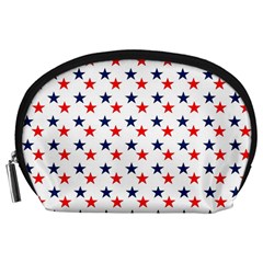 Patriotic Red White Blue Stars Usa Accessory Pouches (large)  by Celenk