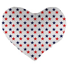 Patriotic Red White Blue Stars Usa Large 19  Premium Flano Heart Shape Cushions by Celenk