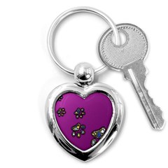 Footprints Paw Animal Track Foot Key Chains (heart)  by Celenk