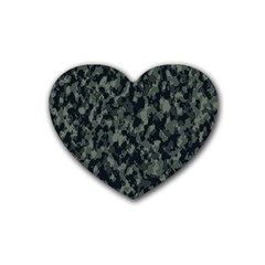 Camouflage Tarn Military Texture Rubber Coaster (heart)  by Celenk