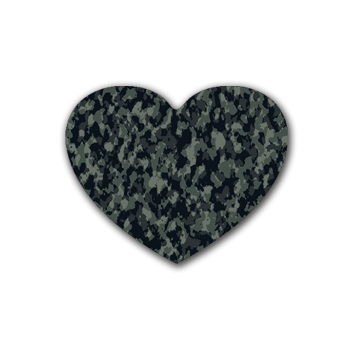 Camouflage Tarn Military Texture Rubber Coaster (Heart) 