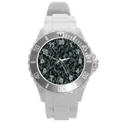 Camouflage Tarn Military Texture Round Plastic Sport Watch (l) by Celenk