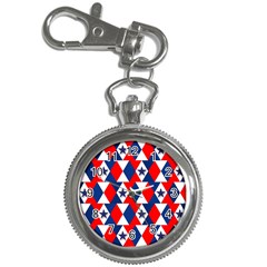 Patriotic Red White Blue 3d Stars Key Chain Watches by Celenk