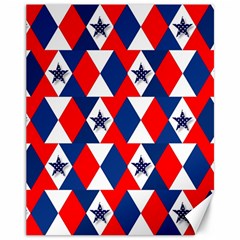 Patriotic Red White Blue 3d Stars Canvas 11  X 14   by Celenk