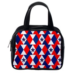 Patriotic Red White Blue 3d Stars Classic Handbags (one Side) by Celenk